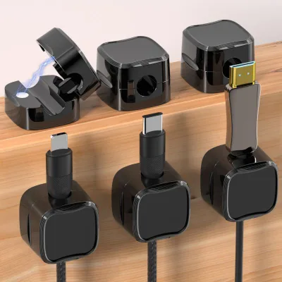 Custom Logo Magnetic Cable Clips Organizer Holder Mobile Phone Data Cable Holder Strong Magnetic Cable Bracket