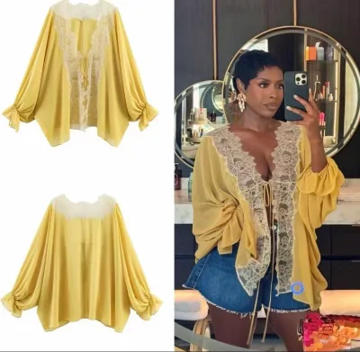 Sexy Ladies Lace Long Sleeve v Neck Shirt for Women