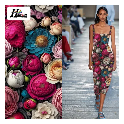 Hot Sale 30S Printed 100% Spun Rayon Fabric Challis for Women Dress Clothing in Stock