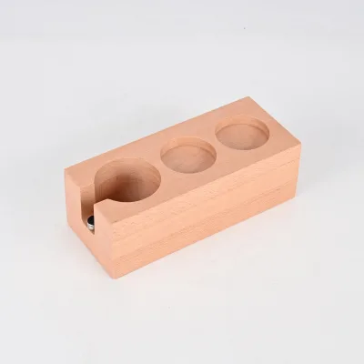 Premium Wooden Multifunctional Beech Wooden Espresso Coffee Distributor Coffee Powder Tamper Station