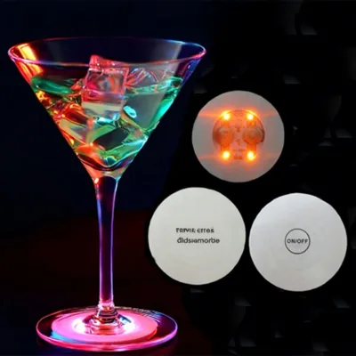 LED Coaster Bottle Stickers Light Flashing Sticker Luminous 6cm Holder Lamp for Bar KTV Halloween Party Wedding Cups Vase Decor
