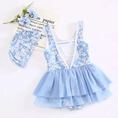 Girls' Swimsuit Cute Floral Fresh One-piece Swimsuits New Princess Swimwear Bebe Menina Biquini Infantil Baby Girl Swimwear