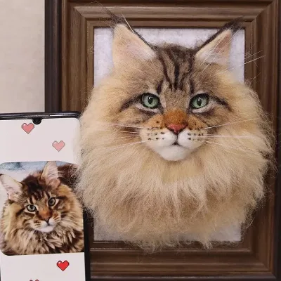 Dropshipping Pet Custom Felted 3D Sculpture Leather Pendant Dog Cat Portrait Personalized Pet Figure Ornaments for Dog Lovers