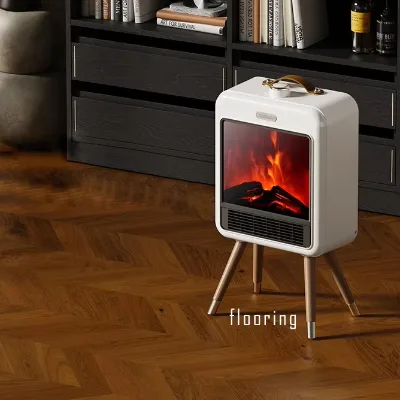 Fireplace with Realistic 3D LED Flame Space Feet Heater for Indoor Use with Hight Power 1700W Fast Warm up for Bedroom Personal