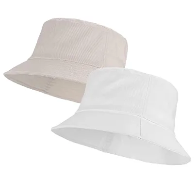 Wholesale Unisex Striped Summer 100% Cotton Custom Logo Bucket Hat for Outdoor