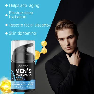 Rapid Wrinkle Repair Fight Fine Lines Daily Anti-Aging Retinol Face Moisturizer Men Face Cream with Hyaluronic Acid Vitamin E