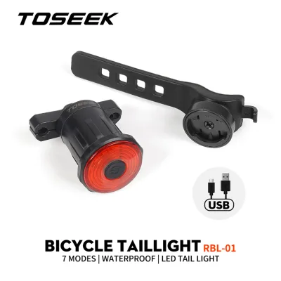 TOSEEK Bike Tail Light 50lm Ipx6 Waterproof 500mah Battery Usb Rechargeable 7 Light Modes for MTB Road Safety Warning Bike Light
