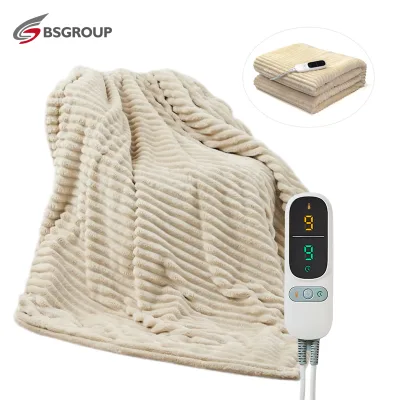RoHS REACH Approval Popular Material Electric Blanket with Machine Washable, Heated Blanket,Beige