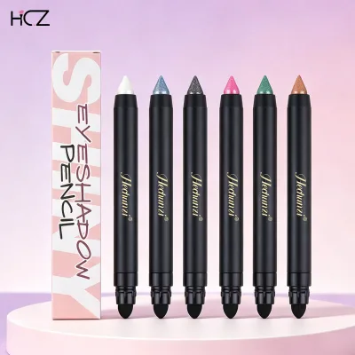 2 in 1 Shimmer Eyeshadow Stick Pearlescent Waterproof Eye Shadow Pencil with Sponge Tip Highlighter Lying Silkworm Makeup Pen