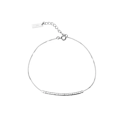 S925 Silver Rhodium Plated Geometric Square Anklet Women Punk Design Simple Foot Chain Accessory Travel Employee Benefits