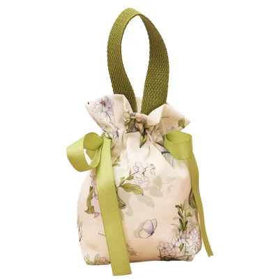 Recyclable Offset Printed Flower Drawstring Pouch New Design Wedding Candy Canvas Sachet Gift Bags Customizable Logo Packaging