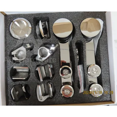 25mm Tube Complete Set 304 Stainless Steel 180-Degree Single Sliding Shower Door Hardware for 8-10mm Glass Modern Hotel Use
