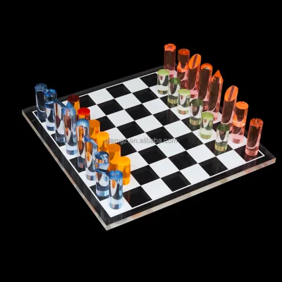 Handmade Semi Transparent Premium Custom Luxury Engraving Educational Purpose Game Board Acrylic Chess Set