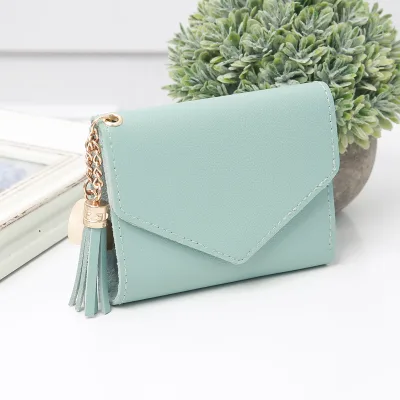 Women's Wallet Cute Student Tassel Pendant Trend Small Fashion PU Wallet Coin Purse Women Ladies Card Bag