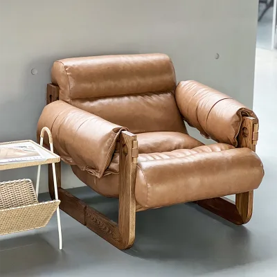 High End Wabi Sabi Solid Wood Ash Wood Lounge Chair Open Paint Finish Linen Fabric Cushion Boutique Hotel Project