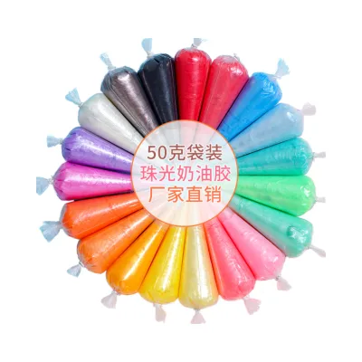 CHENXI 50g 19 Colors Simulation Whipped Cream Glue Pearlscent DIY Deco Box Hair Pin Cream Clay for Girls