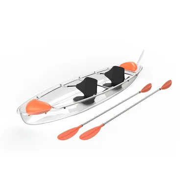 High Quality Transparent 2-Person Kayak Polyethylene Hull Material Crystal Boat for Water Play Single Kayak for Resort Tourist