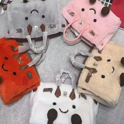 Stylish Girls 18cm JellyCat Mini Leather Platinum Plush Backpack Cartoon Print Shoulder Handbag Fashion Trendy Daily Purse