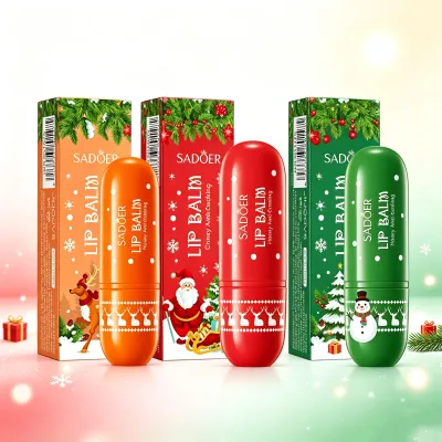 SADOER Bulk Christmas Lip Balm Honey Infused 3.8g Fruit Flavor Lip Care Products for Holiday Gift Box Wholesale