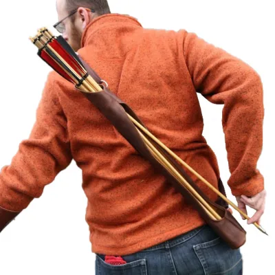 HIBO Brown Leather Side Quivers Archery Arrow Quiver Quiver for Target or Field Shooting