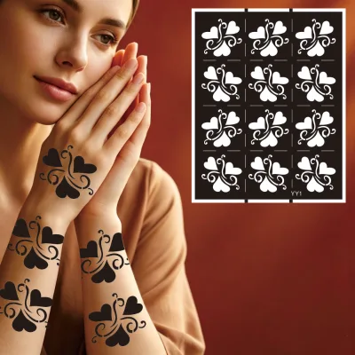 Temporary Floral Henna Tattoo Sticker PVC Material 29x23cm Waterproof Airbrush Template for Women Body Art MOONLIGHT Brand