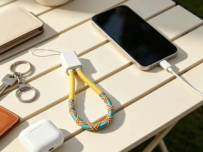 Factory Wholesale 20cm Type-C USB Cable for iPhone 6A/3A Fast Charging Braid Shielding Keyring for Mobile Phone and Power Bank
