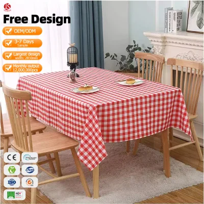 LDPE/PEVA Table Cover Red White Checkered Disposable Tablecloth for Birthday Party Picnic