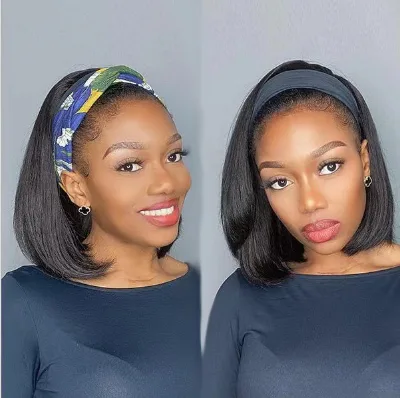 Europe and the United States Black Ice Silk Headband Bob Wig Chemical Fiber High Temperature Silk Wig Head Cover