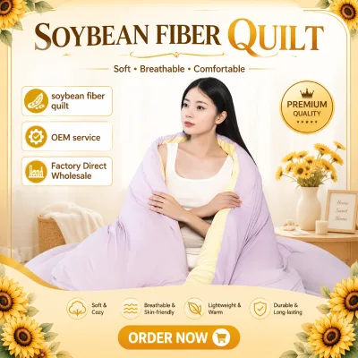 2026 New Soybean Fiber Filling Quilt Soft Breathable All Season Duvet Comforter King Queen Size Home Hotel Quilt
