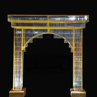 7.87ft Luxury Gold Crystal Arch for Wedding Ceremony