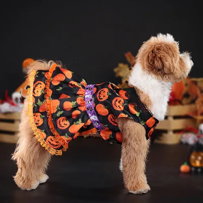 New Popular Halloween Pet Supplies Dog Clothes Costumes Pumpkin Skirts and Small Dog Clothes