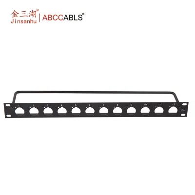 ABCCABLS 1U 19 Inch 12 Port D-Type Blank Patch Panel With Cable Management Bracket for XLR Audio Connector for Stage Equipment