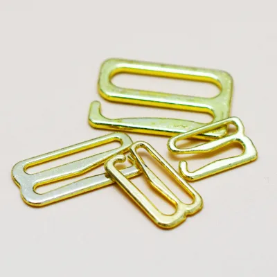 Ring and Slider Nylon Coated White Hook and Eye for Lingerie Accessories Bra Buckle Gold for Elastic Stripes Wholesale 10mm