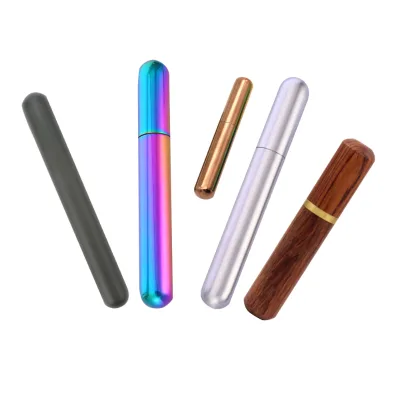 Custom logo by Laser Gold Black rainbow Metal Stainless Steel Container Holder Cigar Tube