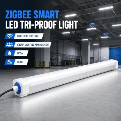 Zigbee Smart LED Tri-Proof Light with Wireless Group Control for Warehouses Factories Parking Garages and Smart Projects