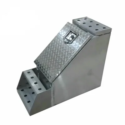 Diamond Plate 12-Inch Aluminium Silver Rubber Truck Tool Box Open Wide Design Semi Truck Step Box