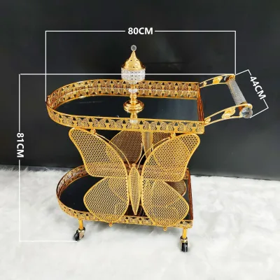 2024 New Arrival European Style Wheel Mirrored Hotel Trolley Cart Metal Modern Handmade Customized Furniture Modle