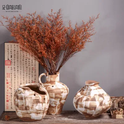 Art Boho Decor Rustic Ceramic Antique Terracotta Vase for Home Decor Farmhouse Living Room Table