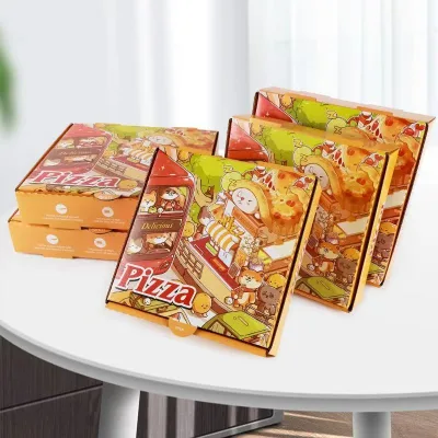 Recyclable Insulated Corrugated Board Pizza Boxes-Custom Folders with Vanishing Printing for Hours of Warm Food
