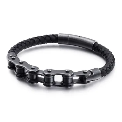 European American Trendy Street Fashion Custom Bicycle Chain Bracelet Cowhide Link Chain Alloy Fashion Wholesale Supply