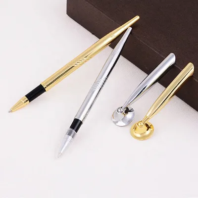 NMHHL-025 Office Hotel Bank Supplier DIY Cheap Silver Gold Engraving Metal Roller Pen Holder Custom Logo 0.7mm Tip Business
