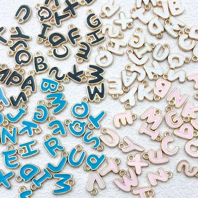 26 English Letters Double-sided Oil-dripping Alloy Pendant Letter Charms for DIY Bracelet Earrings Keychain Accessories
