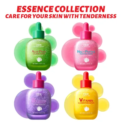 Wholesale 4 in 1 Face Serum Set Vitamin C NAD+ Peptide Bakuchiol Aloe Anti Aging Hydrating Brightening Repair OEM 30ml