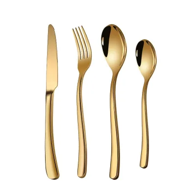 Custom Brass Plated High End Quality Stainless Steel Flatware Cuttlery Set Wholesale