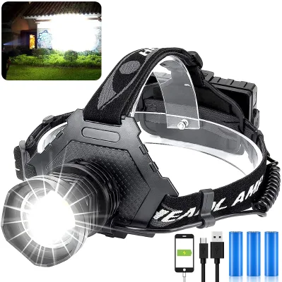 Glare Telescopic Zoom Waterproof Headlamp Led Headlamp Usb Rechargeable Miner's Lamp