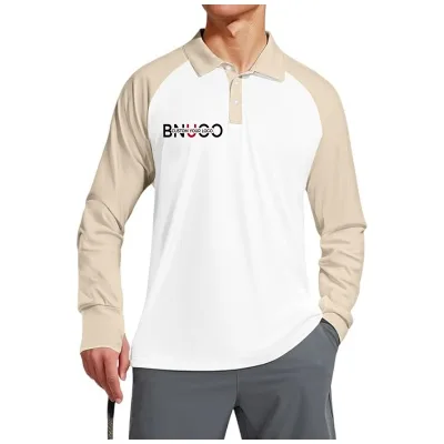 High Quality Knitted Polo v Neck Wholesale Cotton Polyester Two Color Raglan Long Sleeve Henley Shirts for Men