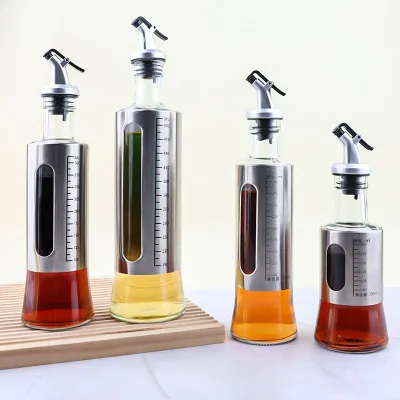 Kitchen Household Glass Measuring Oil Bottle Leak-Proof Sealed Modern Design Oil Pourer for Soy Sauce and Vinegar