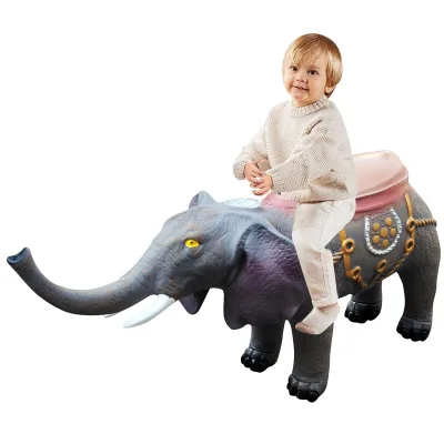 72CM Soft Silicone Kids Ride on Elephant Toys With IC Light Animal Children Baby Ride on Toy