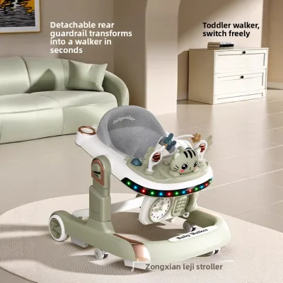 Baby Walker Lightweight Folding Plastic Multi-Functional Anti-Tip Infant & Child Walking Aid Stroller with 10KG Load Capacity