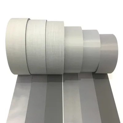 High Visibility Grey Silver Reflective Material Glow in Dark Stock Reflective Webbing Polyester TC Strip with Reflective Tape